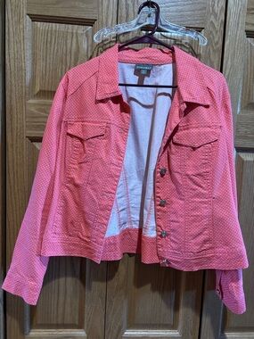 Roller Rabbit Coral Pink Polka Dot Jean Jacket